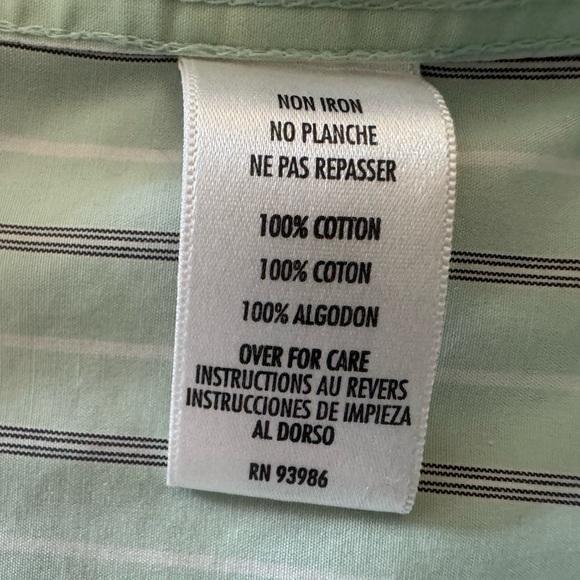 Casual Corner Non Iron Womens Long Sleeve Button Front Blouse Size XL Mint Green - Picture 10 of 12